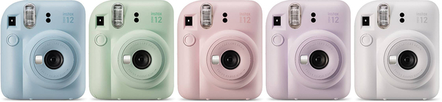 Instax mini 12 is available in six colors including sky blue, mint green, cherry blossom pink, lilac purple, and ceramic white.