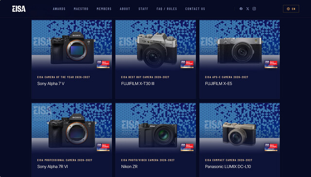 EISA AWARDS 2026-2027 得獎名單公布！Sony 與 Nikon 成相機鏡頭最大贏家