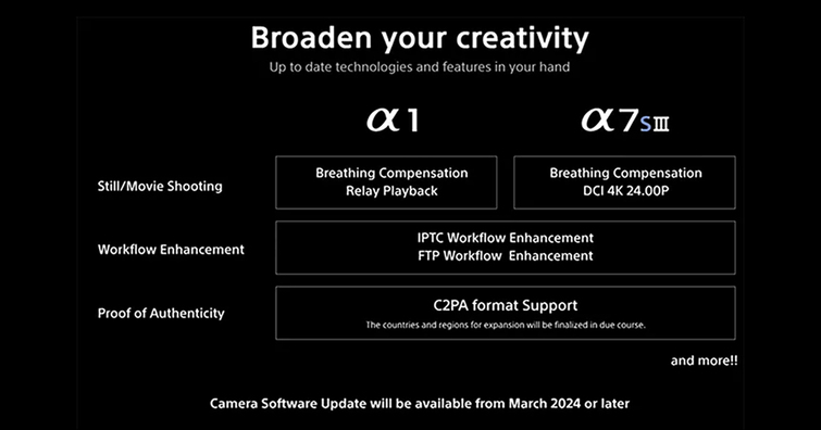 Sony最快將於3月27日或3月28日釋出A1、A7S III的最新韌體更新？